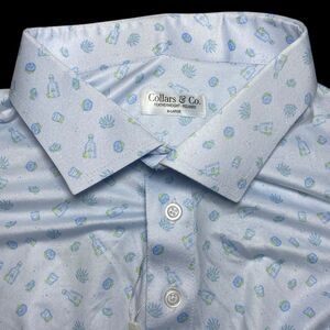 Collars & Co Polo Shirt Men XL Relaxed Tequila Shot Golf Preppy Dress Collar NEW